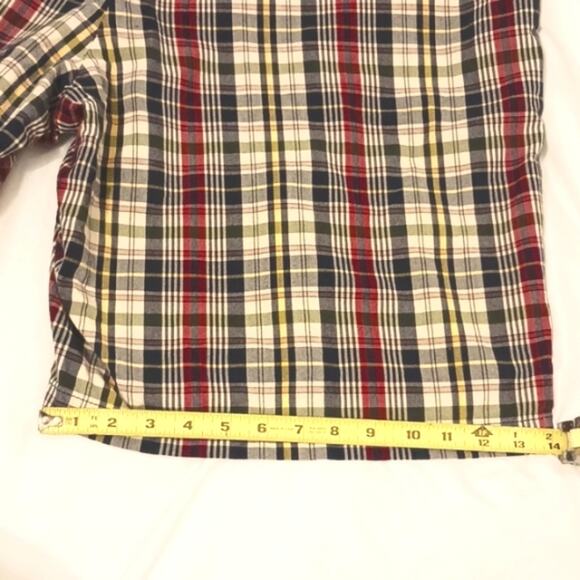 Land's End Bermuda GOLF Shorts Mens Size W44 Blue Yellow Red Plaid Preppy Travel - Picture 10 of 10